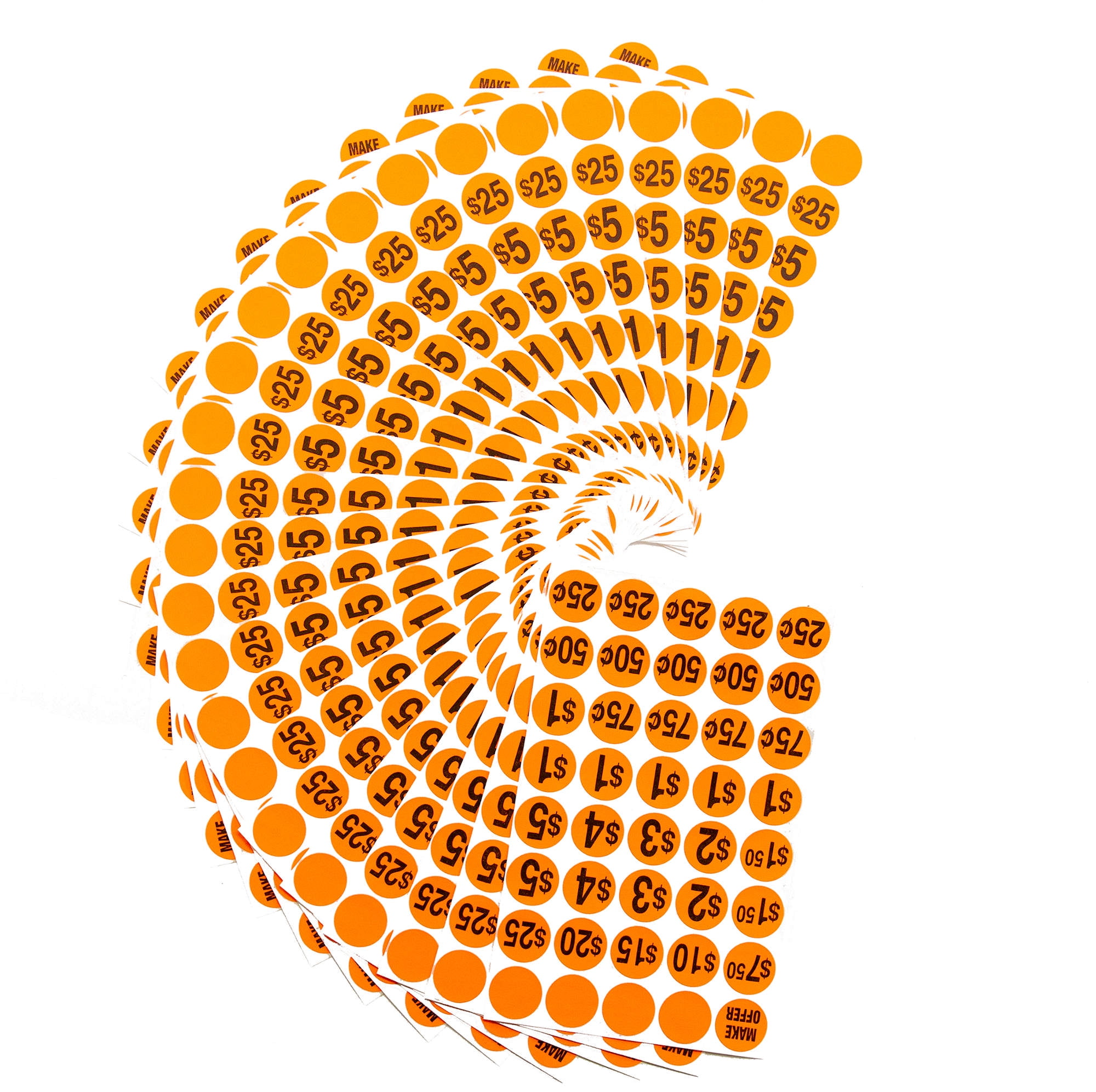 Sunburst Systems Pre-Priced Labels - Orange