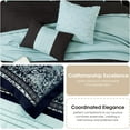 thumbnail image 6 of Nanshing Marley 7 Piece Damask Comforter Set, Aqua/Black, Queen , Jacquard with matching solid piece work, 6 of 7