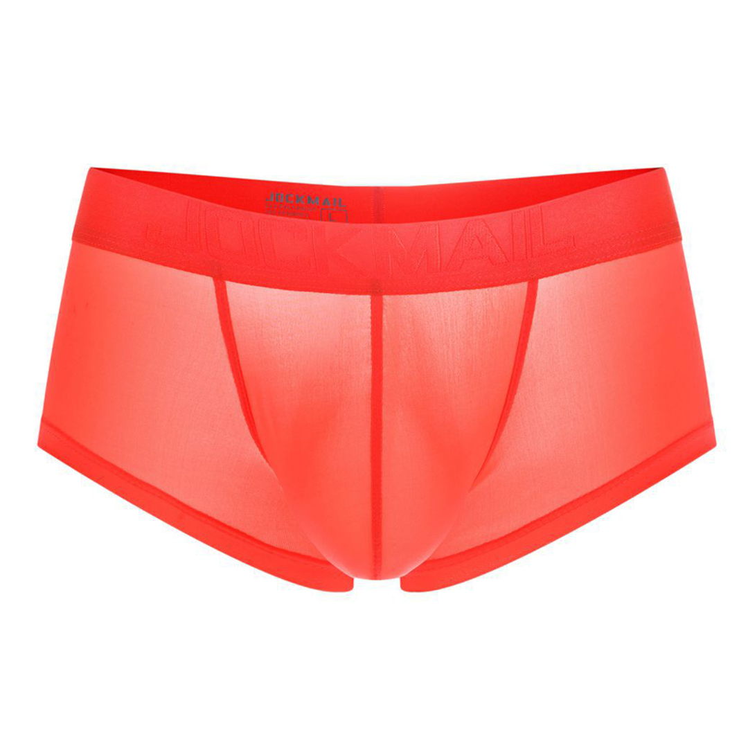 Mizok Mens Jock Strap Underwear Sexy Ice Silk Mesh Breathable Jockstraps Orange Xl 2pc 