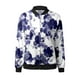 thumbnail image 3 of Gibobby Chaquetas tendencia ocio Abrigo suelto para mujer, cuello Rojoondo, cremallera, manga larga, chaqueta clásica con estampado Floral, Top informal, prendas de vestir diarias (Morado, XL), 3 of 5