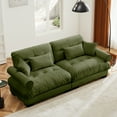 thumbnail image 2 of Large Modern 2-Seater Velvet Sofa with Bolstered Armrests, Waist & Throw Pillows, Comfortable Upholstered Couch for Living Room, Office, Bedroom, Olive Green, 2 of 8