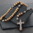 thumbnail image 1 of Religious Wooden Antique Cross Rosary Pendant Necklaces Jesus Saint Benedict Beaded Necklace For Men Women Jewelry Gifts Collar, 1 of 5