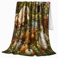 thumbnail image 2 of Autumn Farm Harvest Animals Country Lifestyle, Rustic Farmhouse Horse Scene, Warm Flannel Blanket for Ranch House and Living Room, Horse Lovers Thanksgiving Gift, Rustic Home Decor, 2 of 9