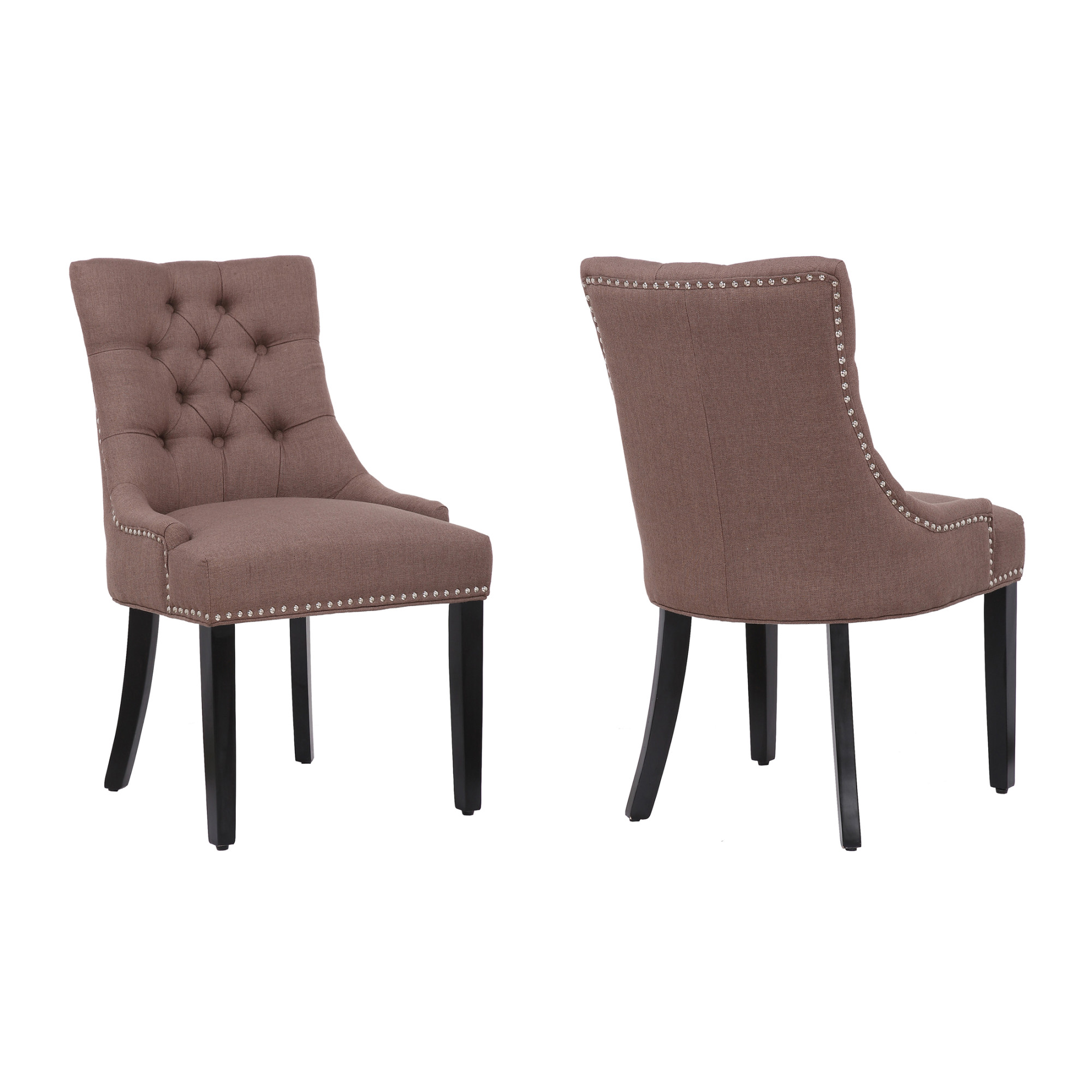 WestinTrends Upholstered Wingback Button Tufted Dining Chair (Set of 2