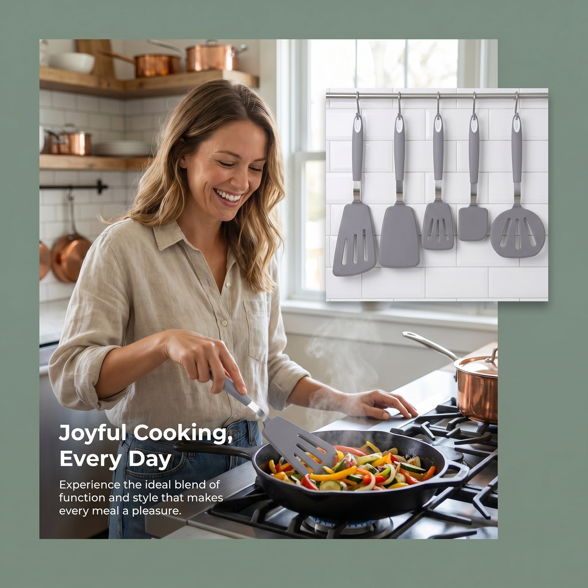 Unique Bargains Kitchen Utensils with Heat-Resistant Rubber Spatula Gray 5PCS