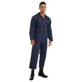 thumbnail image 2 of Doomiva Unisex Men Long Sleeve Mechanic Uniform Workshop Auto Workwear Work Jumpsuit Coverall Navy Blue XL, 2 of 7