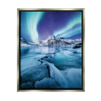Stupell Industries Aurora Glaciers Photography Landscape Photography Gray Floater Framed Canvas Art Print Wall Art, 17 x 21