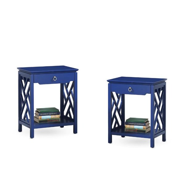 Comfort Pointe Set Of 2 Mid Century Modern Night Stand In Retro Blue Walmart Com Walmart Com