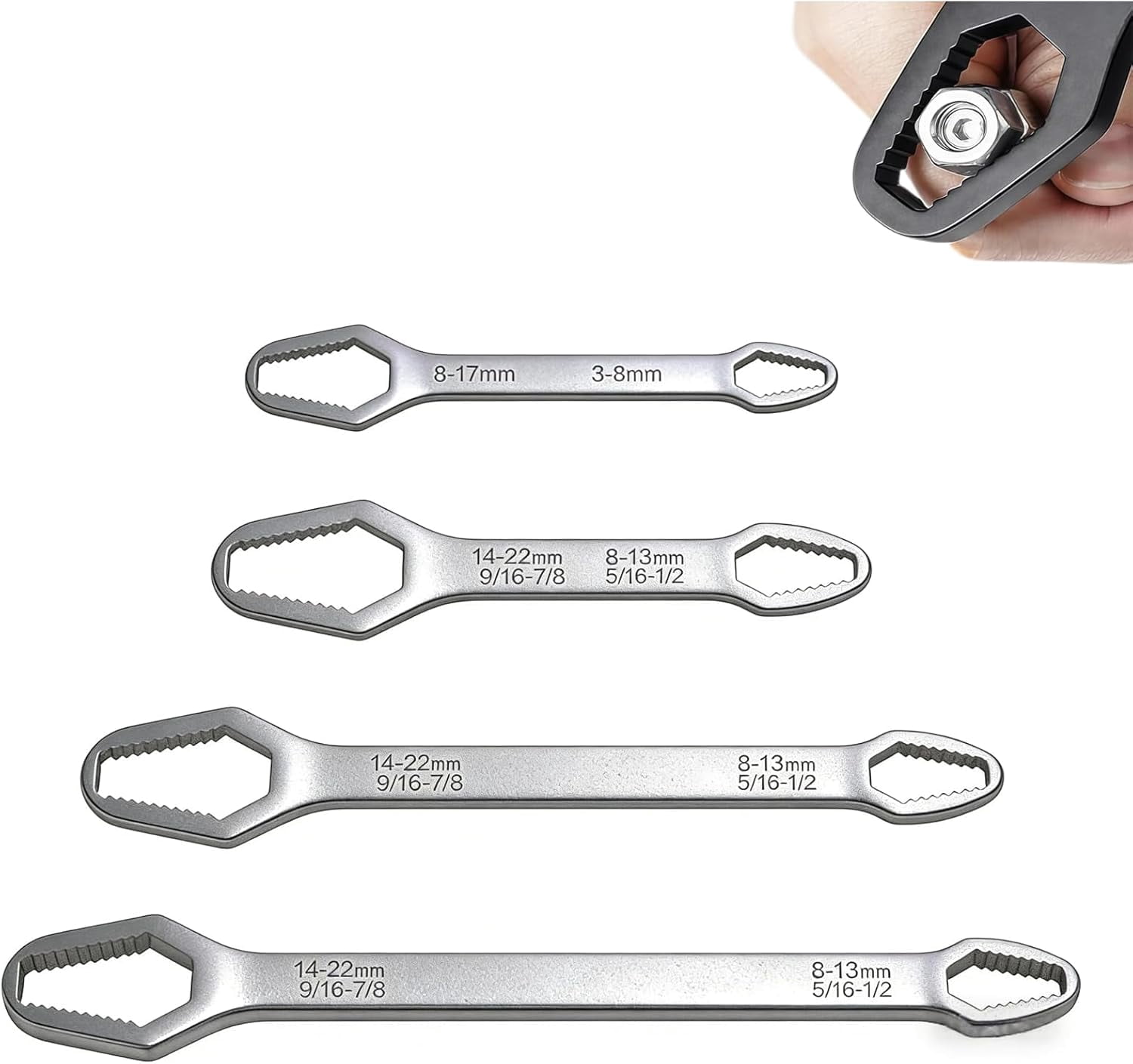 4PCS Universal Double Ended Wrench, Universal Car Torx Wrench,  Adjustable Wrenchs for Outdoor Riding Home Improvement and Automotive Task (4PCS-B)