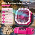 thumbnail image 2 of Ventilador de camping portátil Odoland con linterna LED de 20000 mAh, color rosa, 2 of 7