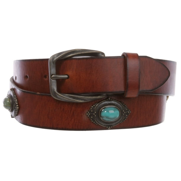 Women's Western Antique Copper Concho Turquoise Stone Studded
