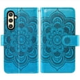 thumbnail image 6 of Compatible with Samsung Galaxy S24/S25 5G Wallet Phone Case and Tempered Glass Screen Protector Flower Faux Leather Flip Credit Card Holder Stand Zipper Cell Cover for S 24 24S 25 25S G5 Women Blue, 6 of 9