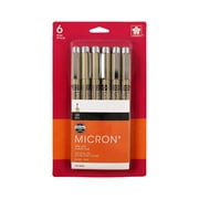 Sakura Pigma Micron Fineliner Pens, Archival Black, 08 Tip Size, 6 Pk