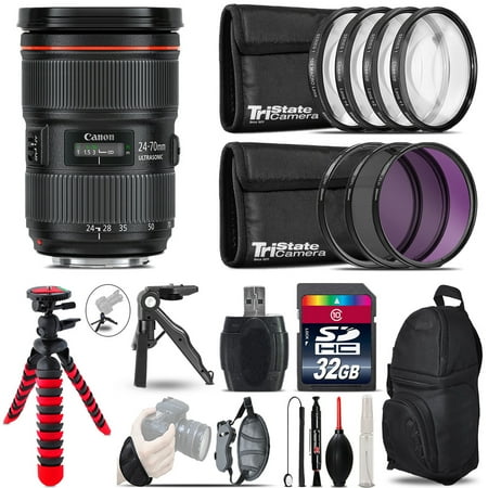 Canon 24-70mm f/2.8 II + MACRO, UV-CPL-FLD Filter + Monopad - 32GB Accessory Kit