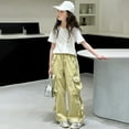 thumbnail image 2 of Girls Pants Cargo Loose Fit Elastic Waist Pocket School Joggers Teen Trendy Clothes, 2 of 8