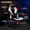 thumbnail image 7 of RESPAWN 3085 Ergonomic Gaming Chair for Adults, High Back Office Chair with Headrest and Flip Up Arms, Leather Racing Style Gaming Seat with Lumbar Support, Video Game Computer Desk Seat - White, 7 of 7