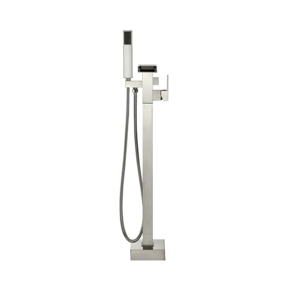 Ove Decors Infinity Single-Handle Floor-Mounted Roman Tub Faucet with Hand Shower in Brushed Nickel
