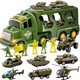 thumbnail image 1 of 14 en 1 juguetes de camiones militares verdes, juego de tanques del ejército con soldados, juguetes de soldados, juguete de camión militar con luces y sonidos, regalos para niños pequeños de 3 años, 1 of 6