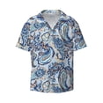 thumbnail image 5 of Daiia Paisley Floral Branches Men's Linen Shirts Short Sleeve Casual Shirts Button Down Shirt for Men Beach Summer Wedding Shirt-X-Large, 5 of 6