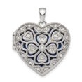 thumbnail image 1 of Sterling Silver Rhodium-plated Fancy  Cubic Zirconia Heart Locket, 1 of 4