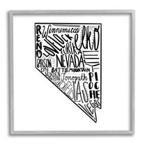 Stupell Industries Nevada Cities Typography Graphic Art Gray Framed Art Print Wall Art, Design by The Saturday Evening Post
