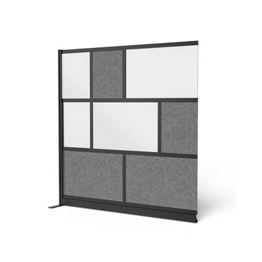 Luxor Modular Wall Room Divider System - Black Frame - 70" x 70" Starter Wall with Whiteboard