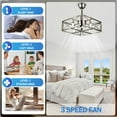 thumbnail image 6 of Cusp Barn 20'' Brushed Nickel Ceiling Fan with Lights, Modern Caged Chandelier Flush Mount Ceiling Fan for Bedroom Kitchen, 6 of 8
