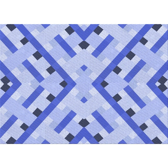 Ahgly Company Indoor Rectangle Patterned Royal Blue Area Rugs, 8' x 10'