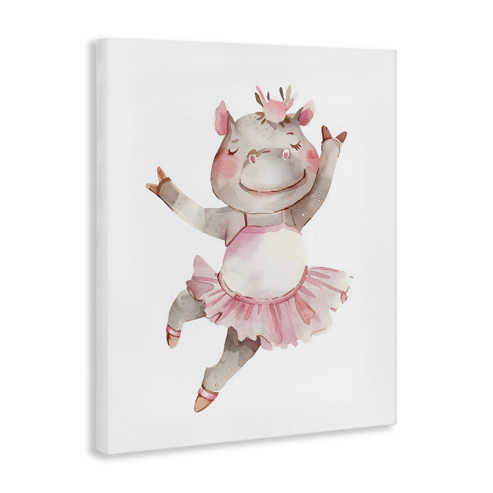 Stupell Industries Ballerina Hippo in Tutu Canvas Wall Art, design by LSR Design Studio