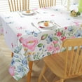 thumbnail image 2 of SASTYBALE Spring Summer Floral Tablecloth Rectangle 60 x 102 Inch Watercolor Wild Flower Butterfly Table Cloth, Spill Proof Fabric Table Cover for Dining, Party, Patio, Indoor, Outdoor, Pink, 2 of 6