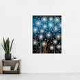 thumbnail image 4 of Dandelion Seeds Fireworks Folk Art Painting Blue Extra Large XL Wall Art Poster Print, 4 of 5