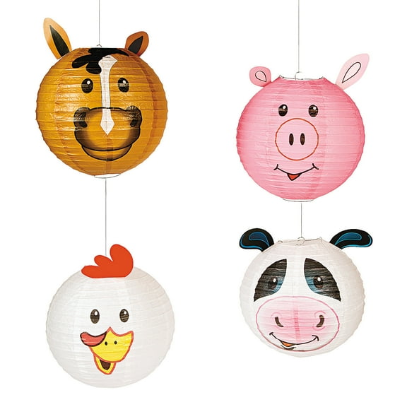 Farm Party Lanterns (4Pc) - Party Decor - 4 Pieces
