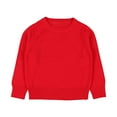 thumbnail image 2 of Fall/Winter Saving! HVOBTTY Kid's Casual Knited Sweater, Toddler Fall Pullover Sweater, Kids Soft Solid Color Crewneck Long Sleeve Knit Sweater Pullover Base Layering Tops Red, 12-18 Months, 2 of 3