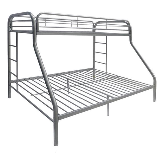 Benjara Tritan Twin/Full Bunk Bed- Silver