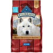 Blue Buffalo Wilderness Rocky Mountain Recipe High Protein Grain Free, Natural Senior Dry Dog Food, Red Meat 4-lb