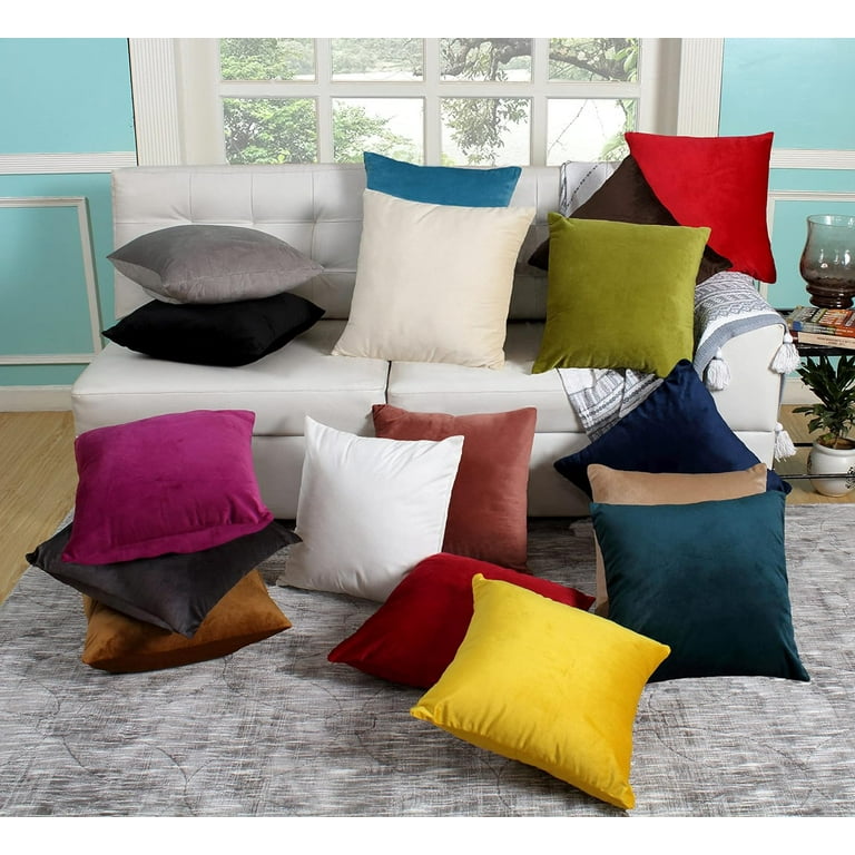 Cterwk Set of Comfy Throw Pillow Covers Decorative Square Solid