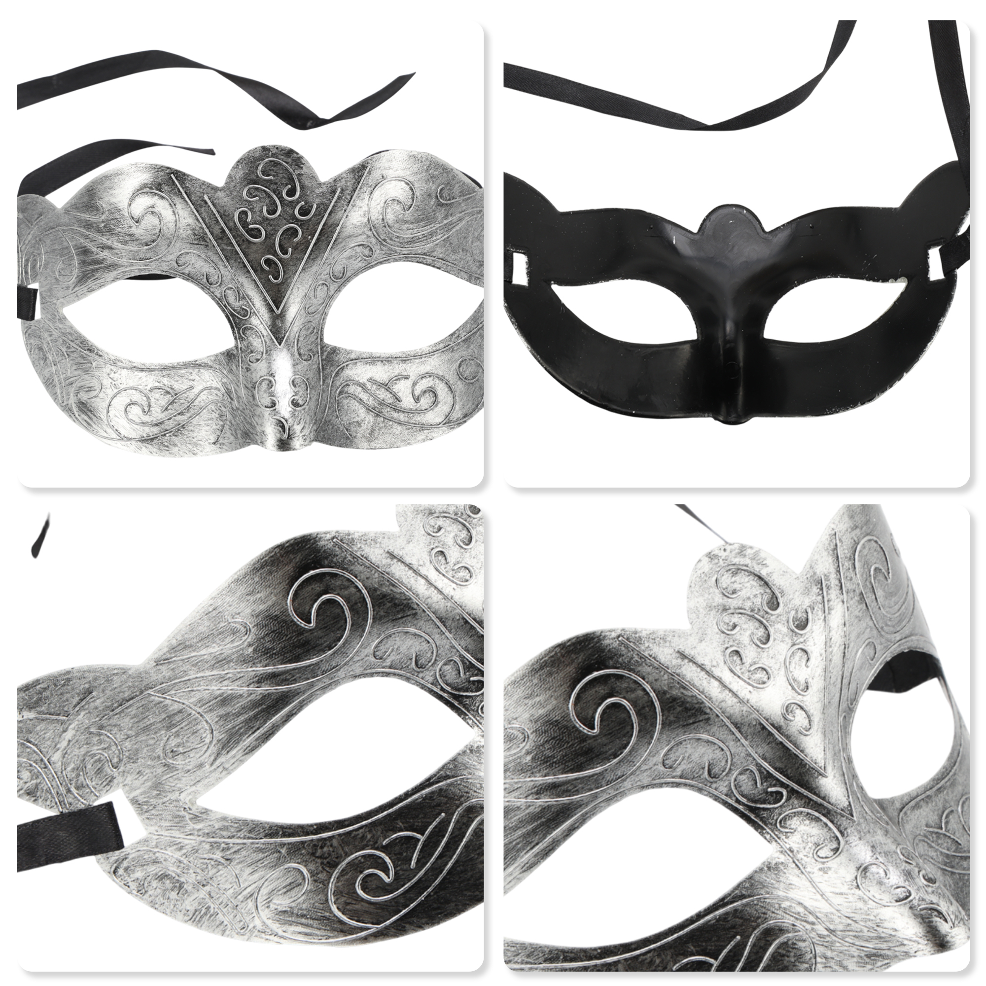Unique Bargains Elegant Half Face Party Mask 1 Pcs Silver Pattern 1