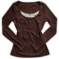 thumbnail image 3 of Slim Fit Long Sleeve T Shirt with Casual Round Neck and Lace Printed Top for Everyday and Wear, 3 of 3