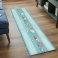 thumbnail image 3 of Teal Summer Coastal 2'x6' Runner Rugs for Hallway Kitchen Bedside Non Slip Washable, Modern Ocean Waves Starfish Shell Entryway Rug Runners with Rubber Backing, Long Carpet Runner for Laundry Room, 3 of 8