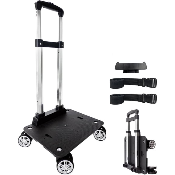 Backpack Trolley Wheeled Cart-Backpack Hand Truck with Luggage Strap,Aluminium Alloy Folding Trolley Cart for Bags Backpack Travel Luggage Cart