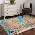 thumbnail image 3 of Area Rugs for Living Room Bedroom, Jellyfish Coastal 4'x6' Rug Washable Carpet Runner Indoor Outdoor, Summer Nautical Starfish Coral Brown Anchor Non Slip Accent Floor Mats Rug for Kitchen, Office, 3 of 8