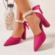 thumbnail image 2 of Correas de Tacón para Tacones Altos Correa de Tobillo de Perlas de Doble Capa con Zapatos Desmontables de Arco de Satén con Punta Del Dedo Del Pie con Arco Hueco Zapatos de Caminata de Mujeres Estilo, 2 of 9