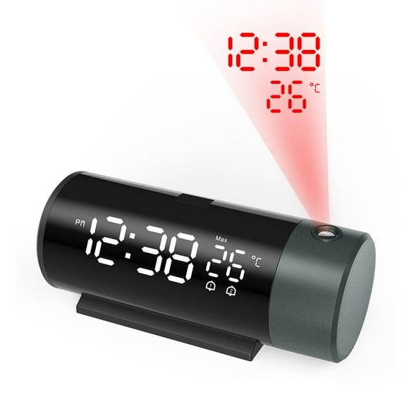 Amdohai Projection Alarm Clock, Digital Clock with 180° Rotatable Projector, 4-Level Brightness Dimmer, Clear LED Display,