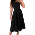 thumbnail image 2 of Staron Robe Sans Bretelles pour Femmes Ample Décontractée Été Fluide Ligne A Dos Nu Robe d'Été Sans Manches Épaules Dénudées Plage Vacances Robes Tube, 2 of 7