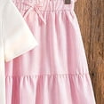 thumbnail image 6 of LEKWK Girls 2 Piece Midi Skirt Set Bow Short Sleeve Shirts and Elastic Waist Ruffle Tiered Skirt Casual Summer Outfit Teen Boho Floral Holiday Resort Wear, 6 of 7