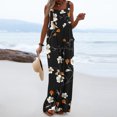 thumbnail image 2 of QATAINLAV Women's Summer Casual Overalls Loose Wide Leg Jumpsuits Linen Comfy One Piece Pants Boho Floral Printed Rompers with Pockets Black M, 2 of 9