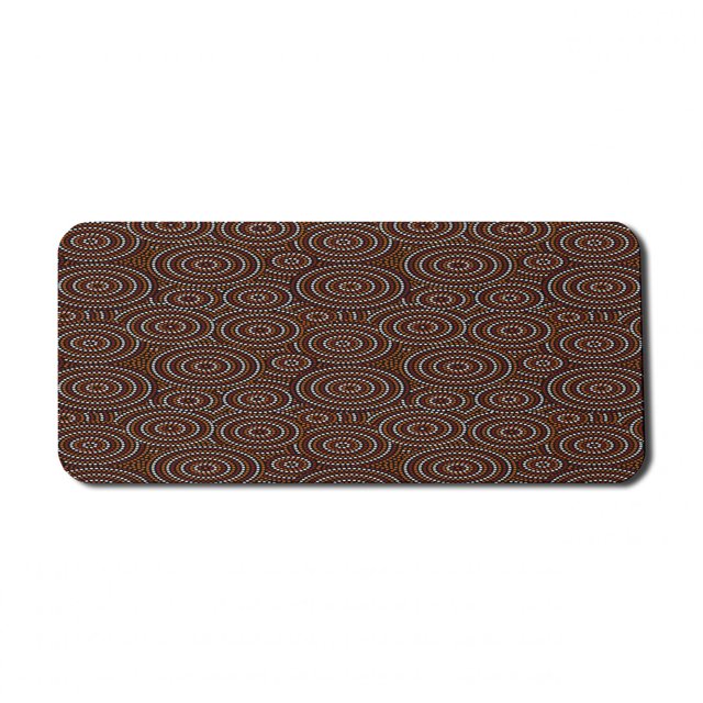 Tribal Computer Mouse Pad, Traditional Australian Shapes Aboriginal Art Abstract Dotted Circles, Rectangle Non-Slip Rubber Mousepad X-Large, 35" x 15", Orange and Charcoal Grey, by Ambesonne