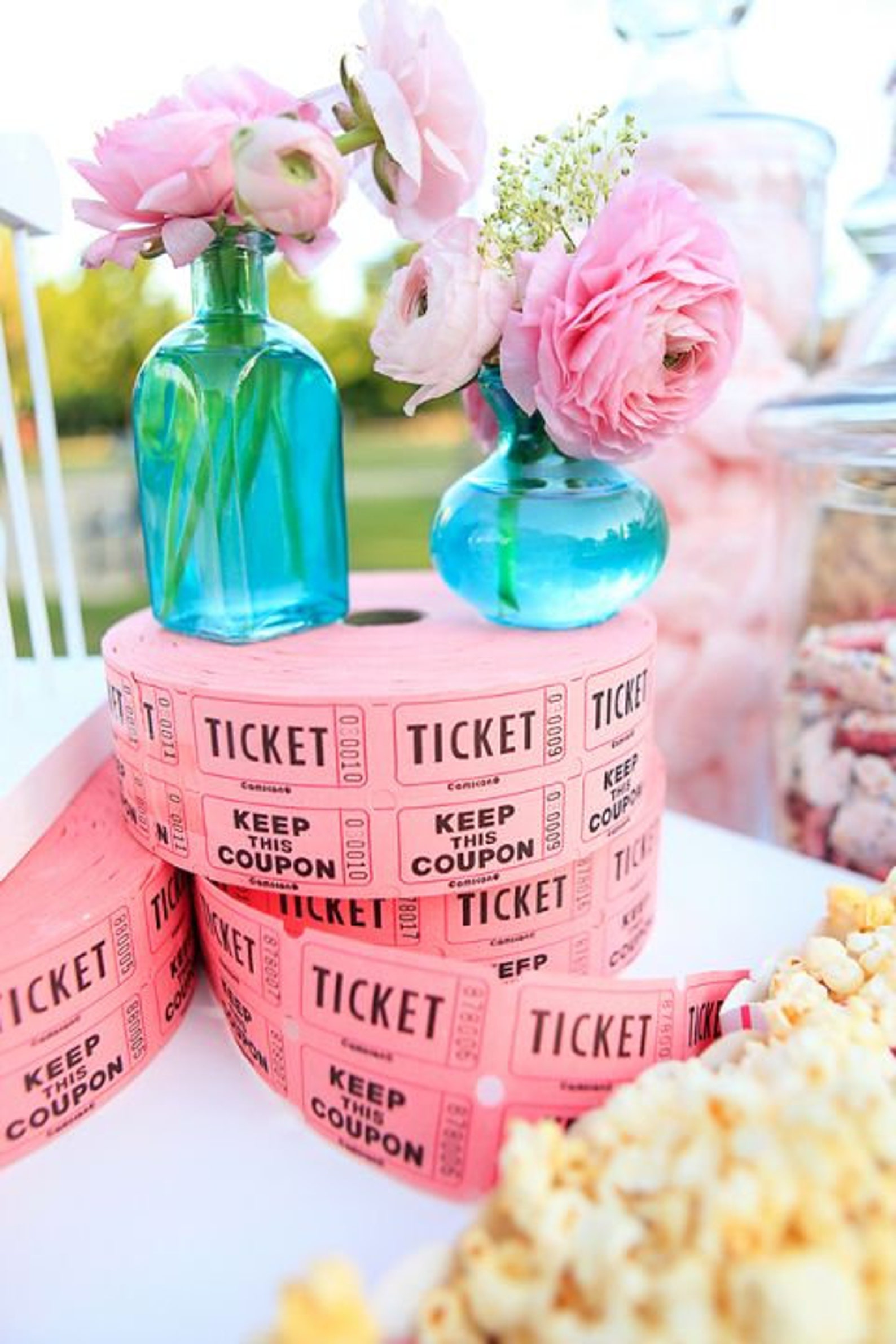 Raffle Tickets Roll Pink Yellow Pastel Admit One Ticket for Carnival Themed Party Decor Birthday Circus Party