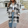 thumbnail image 5 of Elabch Plaid Flannel Shirts for Women Casual Lapel Button Down Long Plaid Shirt Coat Tartan Shacket Jacket Gray S, 5 of 6