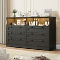 thumbnail image 1 of Commode à 6 Tiroirs pour Chambre, avec Lumières DEL RVB et Prise de Courant, Commode de 55 Pouces de Large Meuble Télé pour Télé de 55 Pouces, pour Garde-Robe, Salon, Entrée, 1 of 8